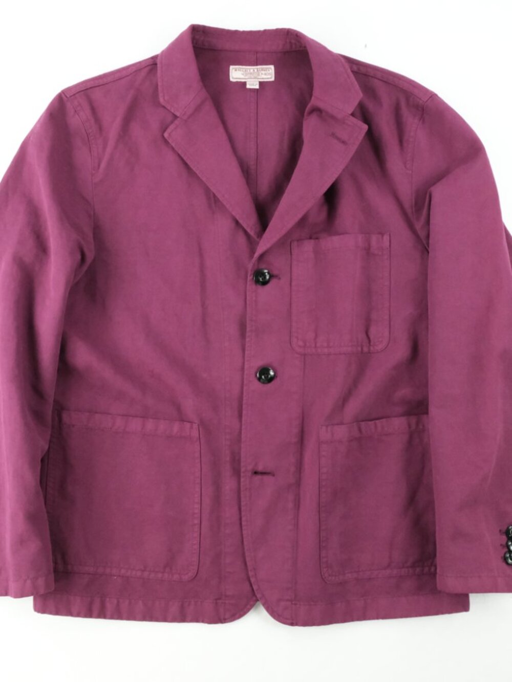 Wallace & Barnes Mens 40S Cotton Linen Chore Blazer Jacket Purple Utility Rugged